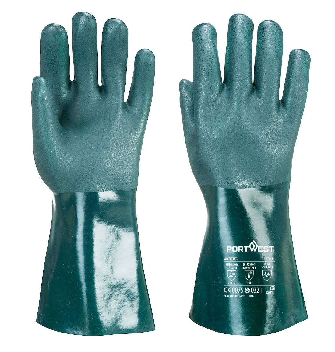 Dwuwarstwowa Rękawica PCV 35cm — Zielony