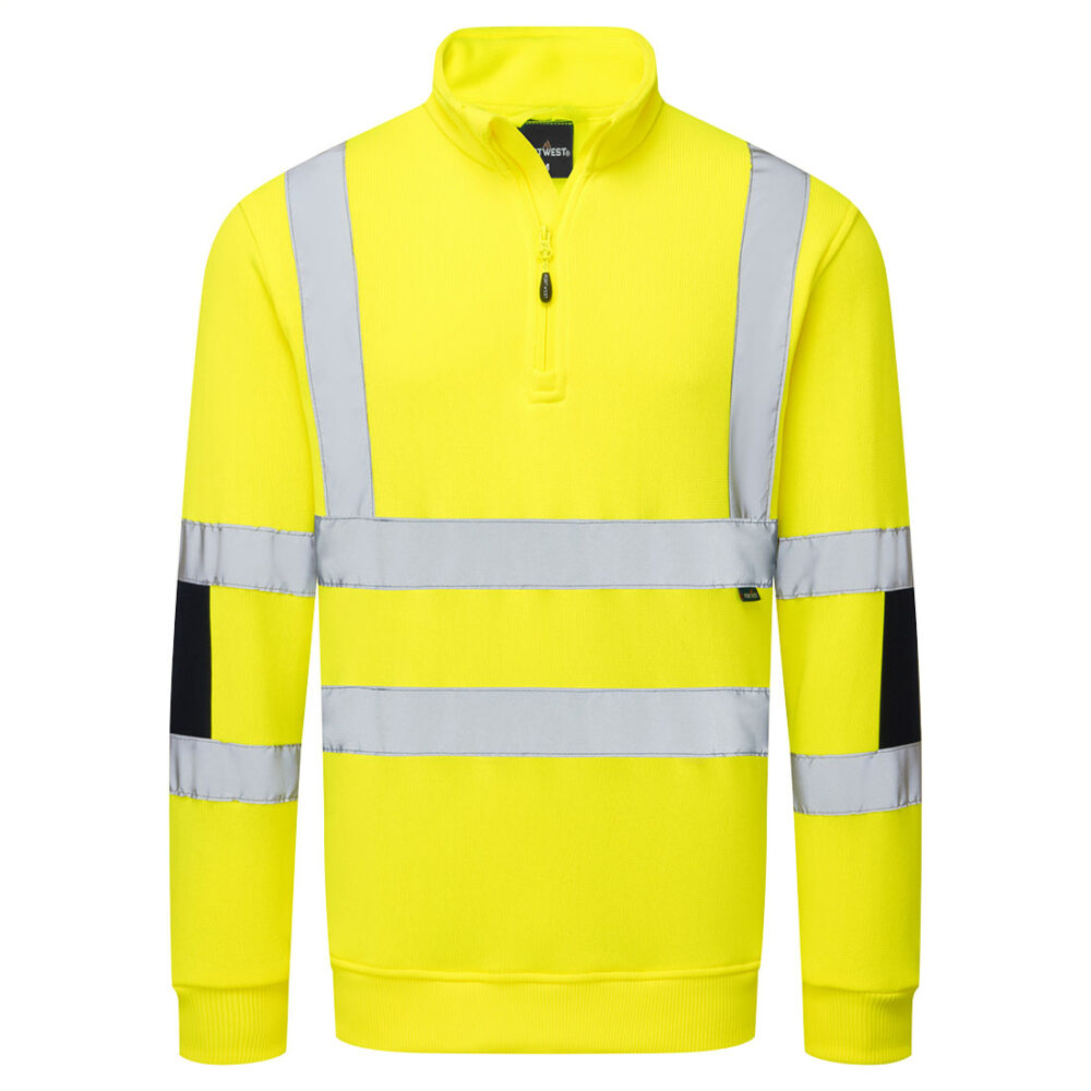 Hi-Vis Knitted Half Zip Sweatshirt — Żółty