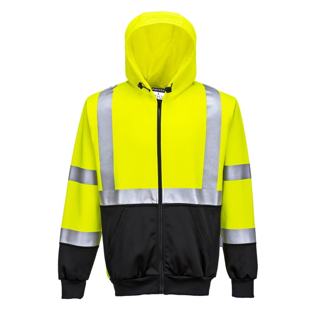 Bluza ostrzegawcza dwukolorowa z kapturem — Żółty / Czarny