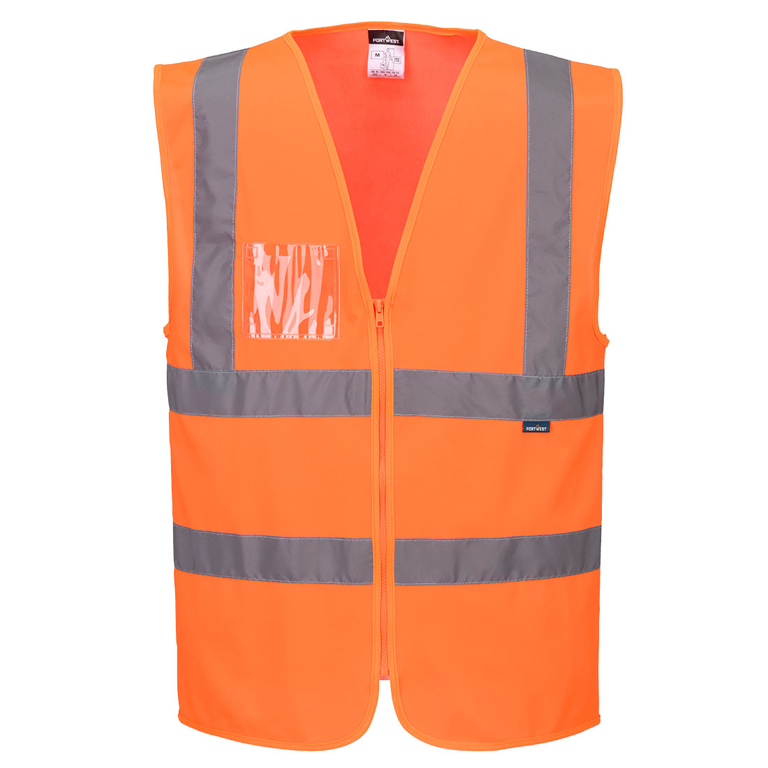 Hi-Vis Zipped Band and Brace Vest — Pomarańczowy