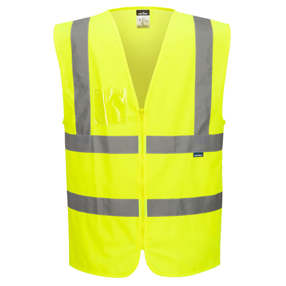 Hi-Vis Zipped Band and Brace Vest — Żółty