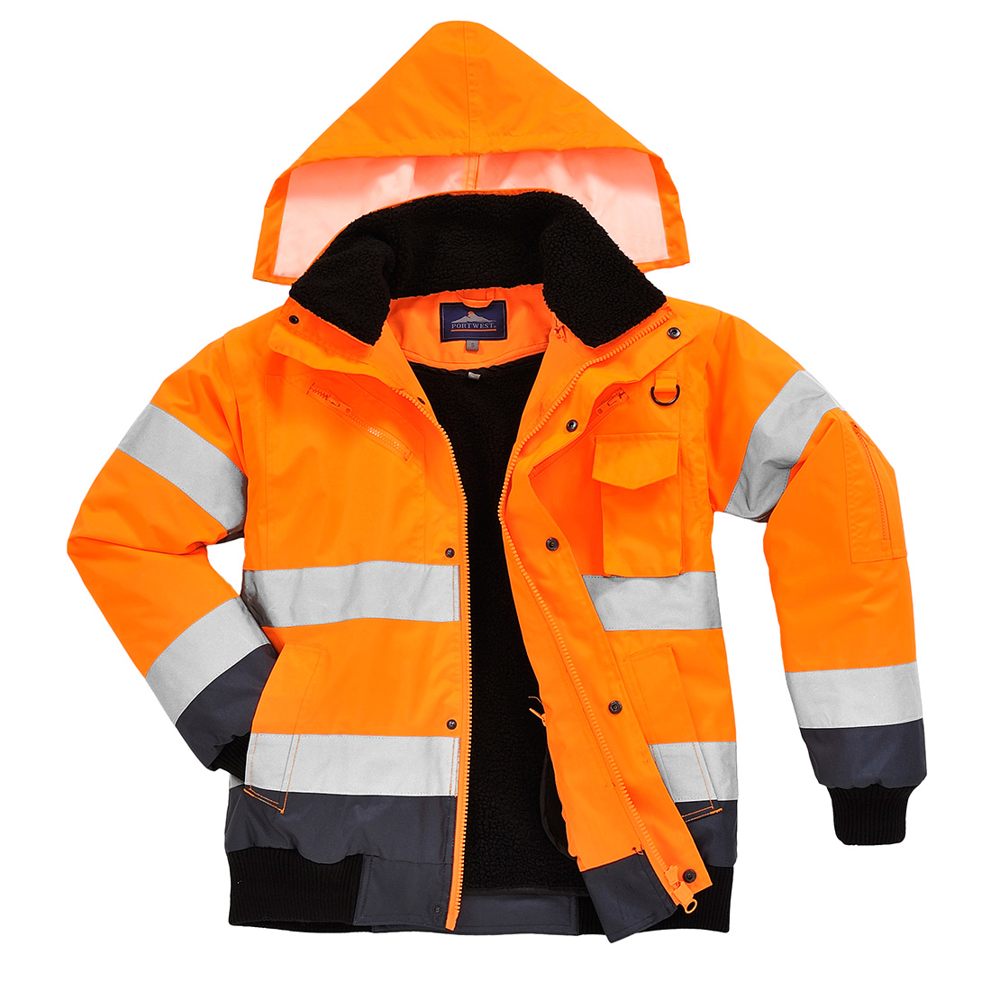 Kontrastowa kurtka ostrzegawcza Bomber 3 w 1 — Orange/Navy - obrazek 3