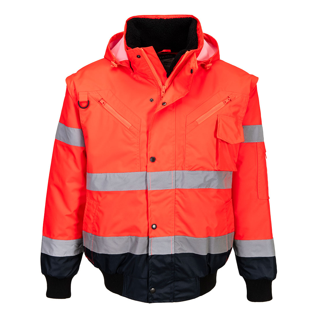 Kontrastowa kurtka ostrzegawcza Bomber 3 w 1 — Red/Navy