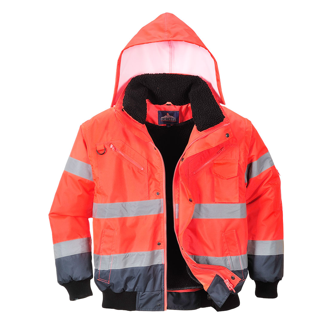 Kontrastowa kurtka ostrzegawcza Bomber 3 w 1 — Red/Navy - obrazek 3