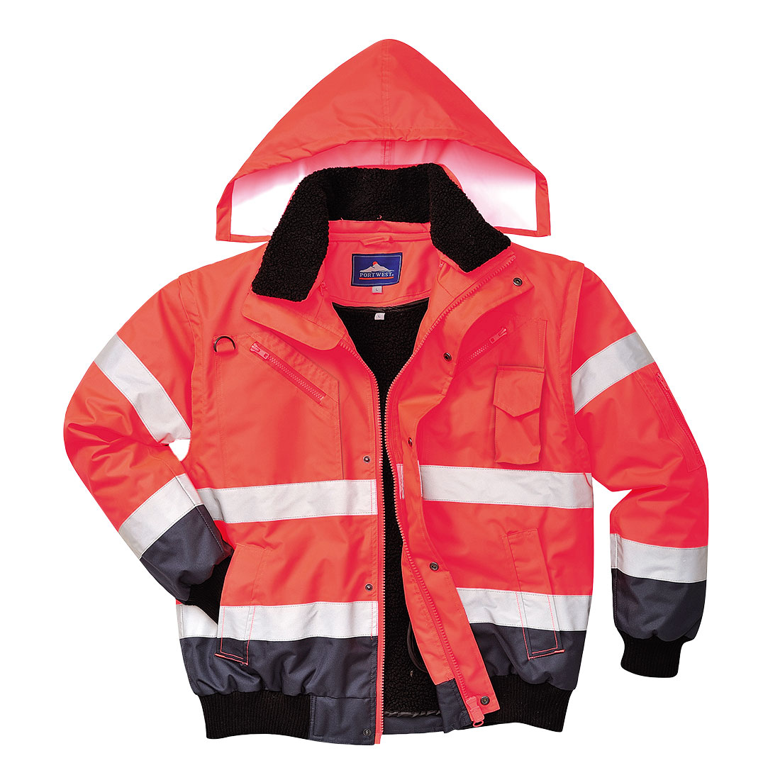 Kontrastowa kurtka ostrzegawcza Bomber 3 w 1 — Red/Navy - obrazek 4