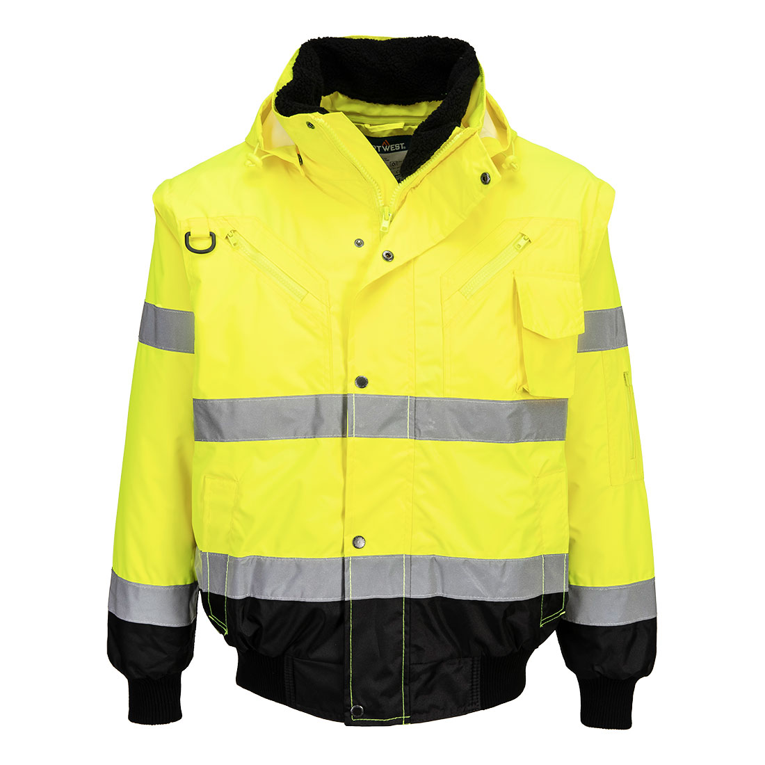 Kontrastowa kurtka ostrzegawcza Bomber 3 w 1 — Yellow/Black