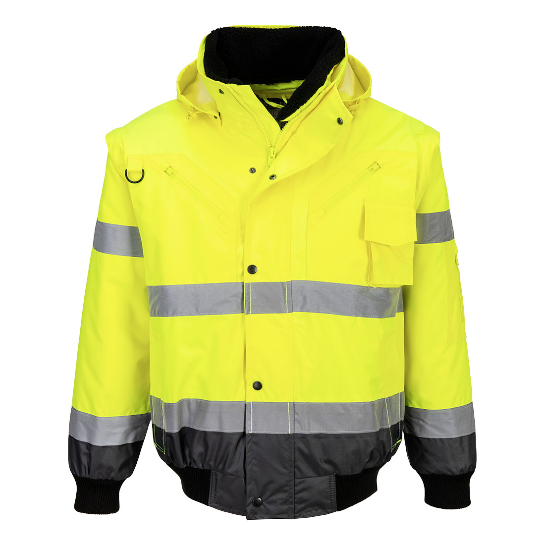 Kontrastowa kurtka ostrzegawcza Bomber 3 w 1 — Yellow/Grey