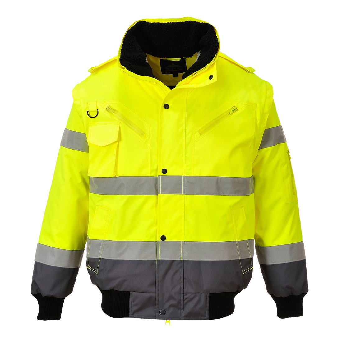 Kontrastowa kurtka ostrzegawcza Bomber 3 w 1 — Yellow/Grey - obrazek 3