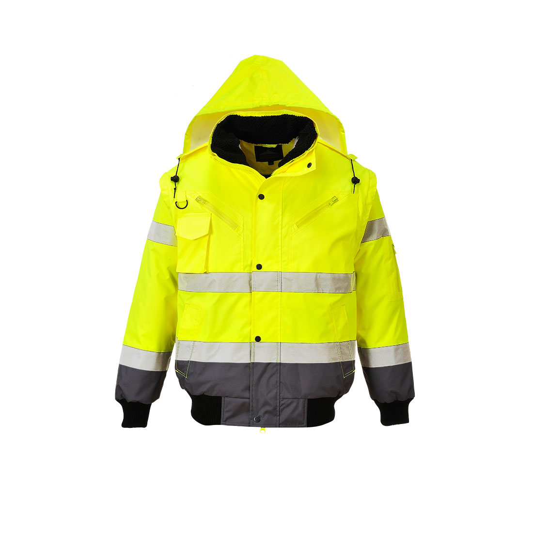 Kontrastowa kurtka ostrzegawcza Bomber 3 w 1 — Yellow/Grey - obrazek 4