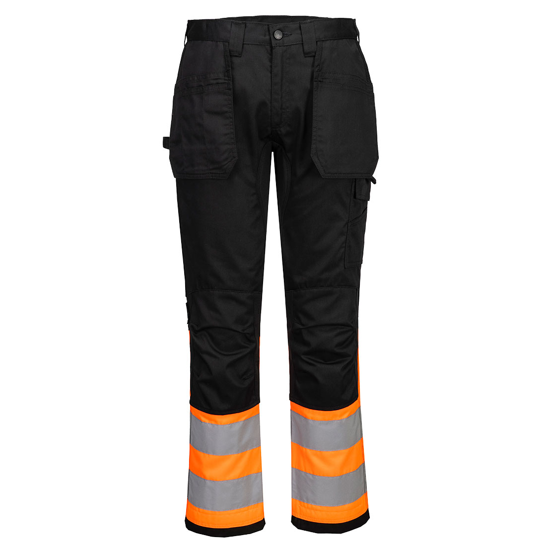 Spodnie WX2 Eco Hi-Vis z kieszeniami kaburowymi klasa 1 — Pomarańczowy / Czarny