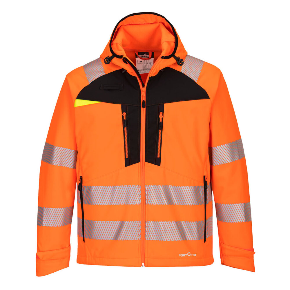 Softshell ostrzegawczy DX4 (3L) — Pomarańczowy / Czarny
