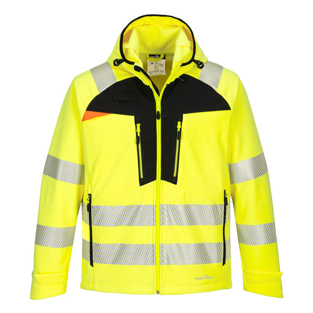 Softshell ostrzegawczy DX4 (3L) — Żółty / Czarny