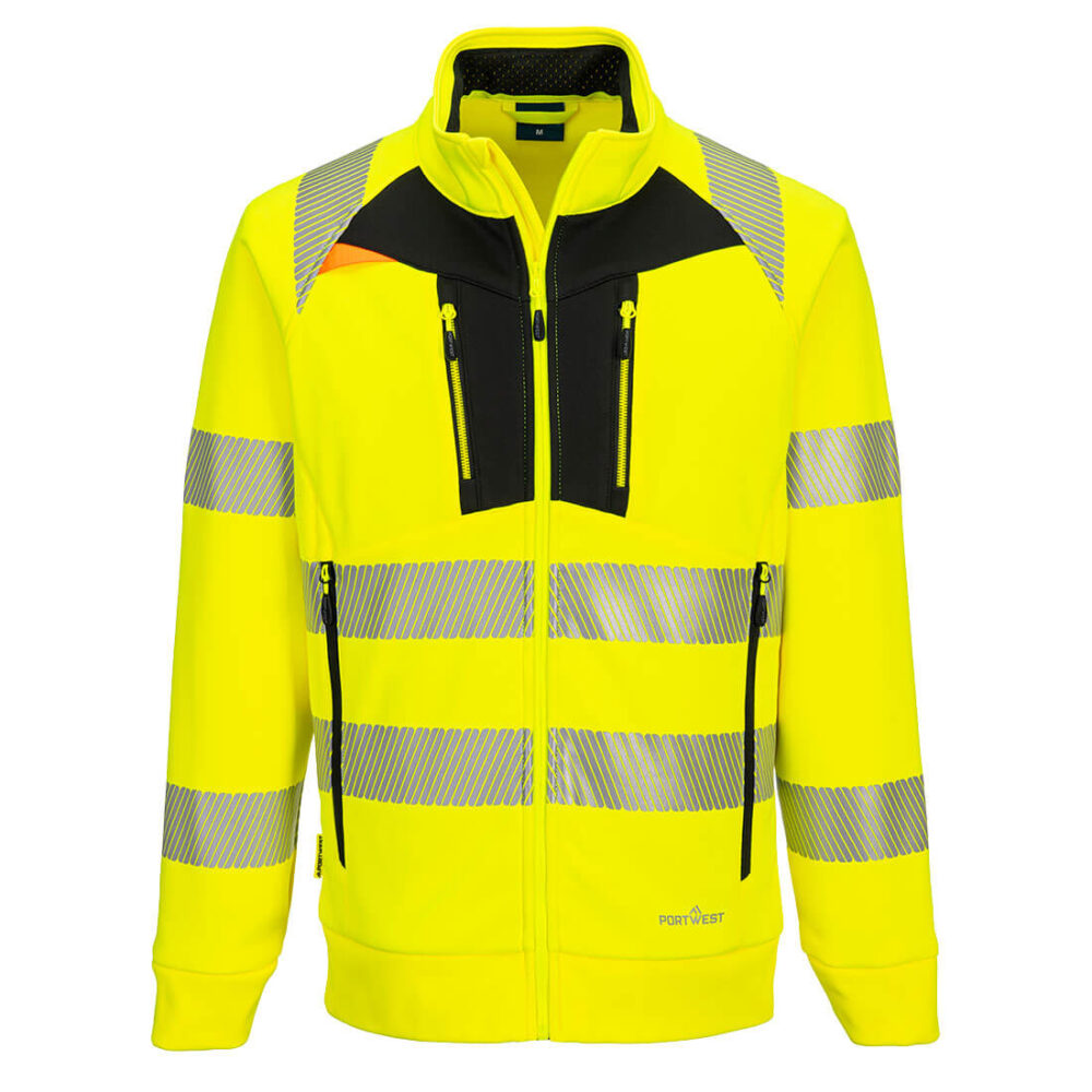 Bluza ostrzegawcza DX4 ze stójką zapinana na zamek — Żółty / Czarny