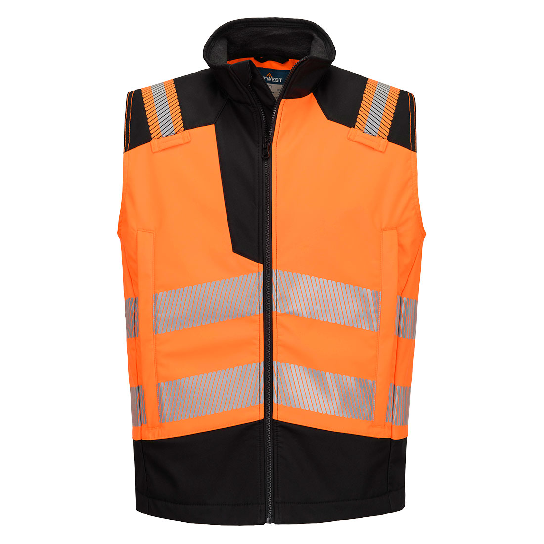 Kamizelka ostrzegawcza trudnopalna PW3 Modaflame Softshell — Pomarańczowy / Czarny