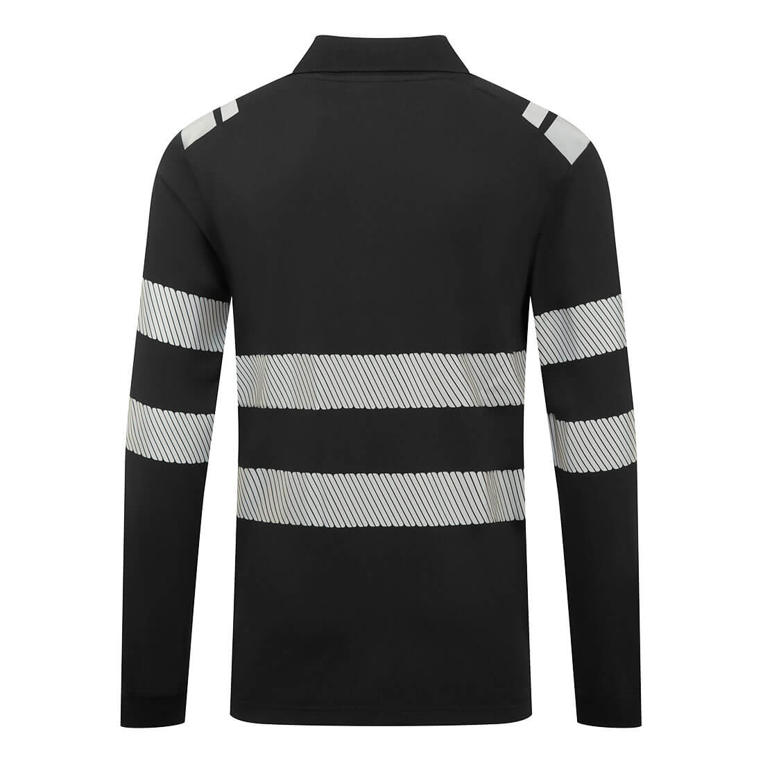 Koszulka trudnopalna Polo z długim rękawem PW3 Modaflame Knit — Czarny - obrazek 2