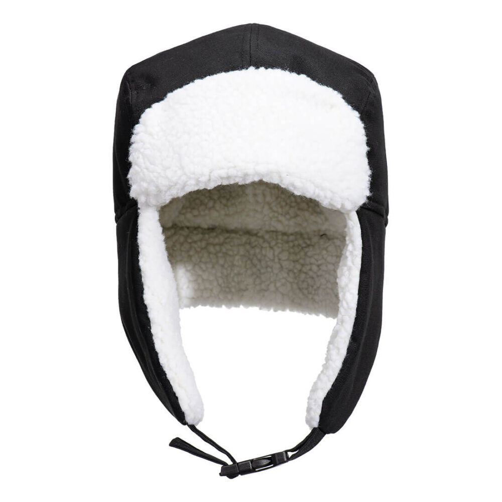 Czapka traperska z podszewką Sherpa — Czarny