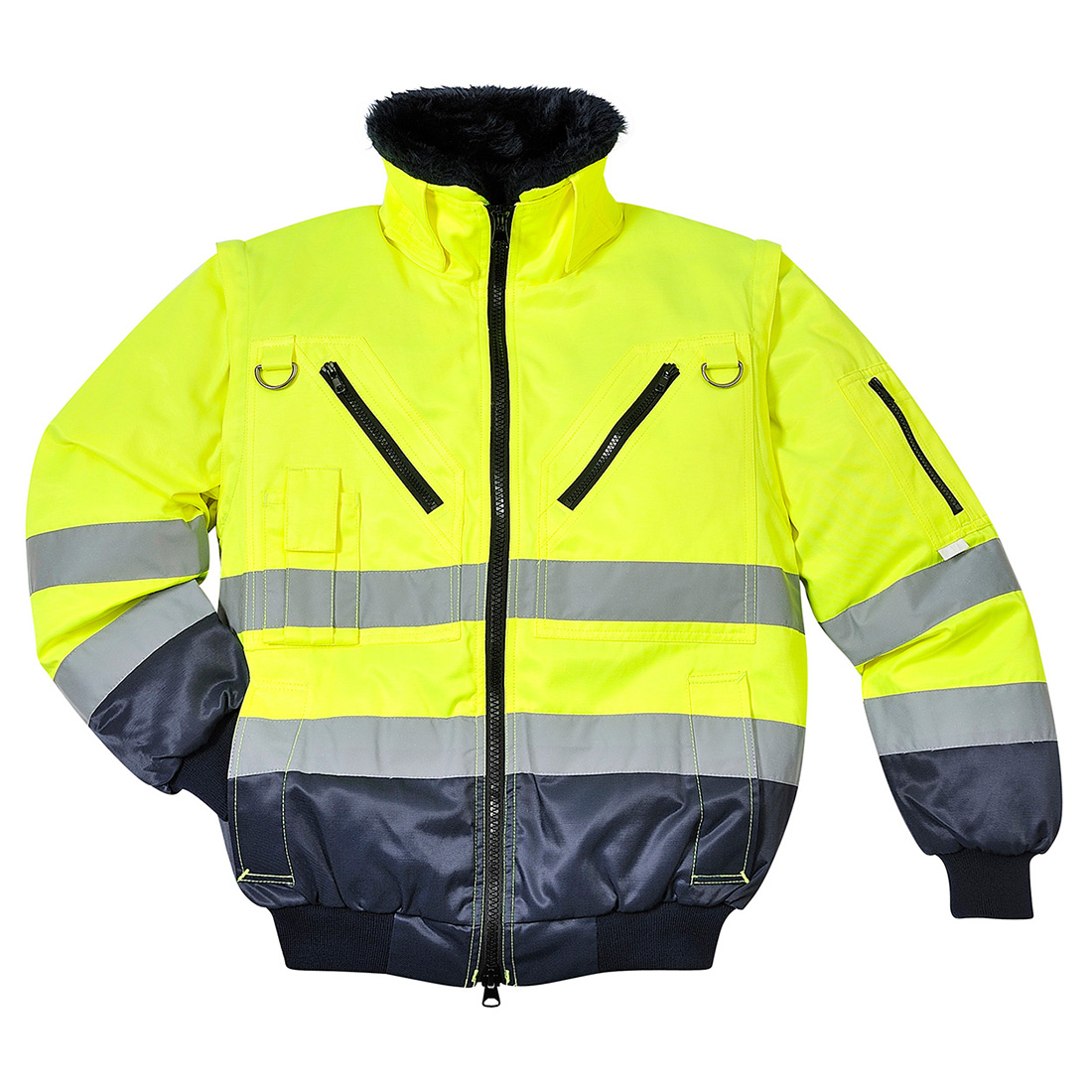 Kurtka ostrzegawcza Pilot 3w1 — Yellow/Navy - obrazek 3