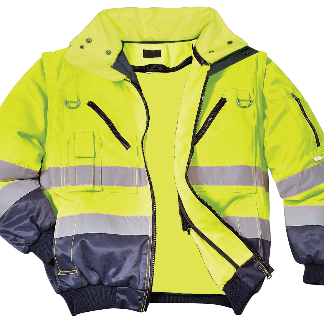 Kurtka ostrzegawcza Pilot 3w1 — Yellow/Navy - obrazek 4