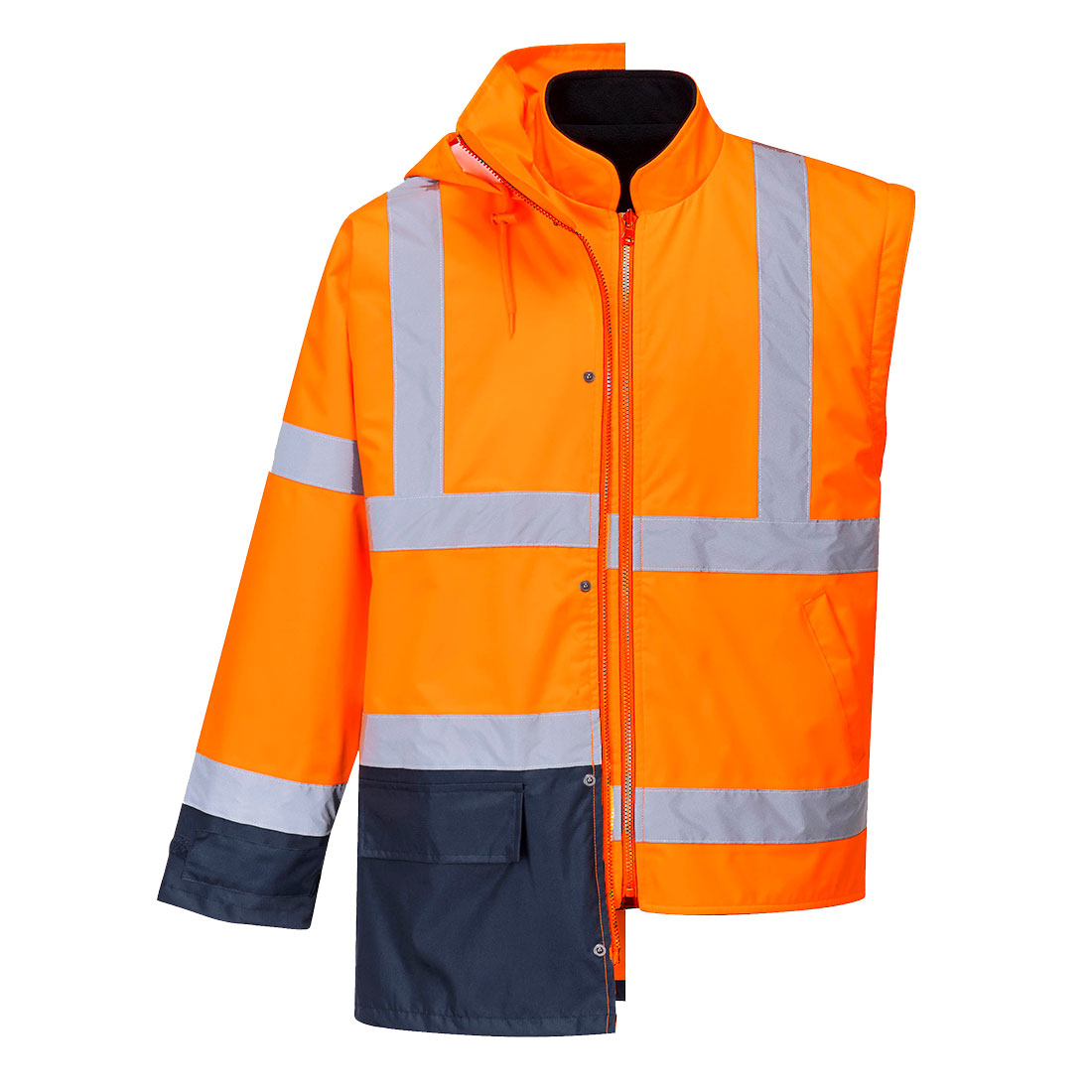 Kurtka ostrzegawcza Executive 5 w 1 — Orange/Navy - obrazek 2