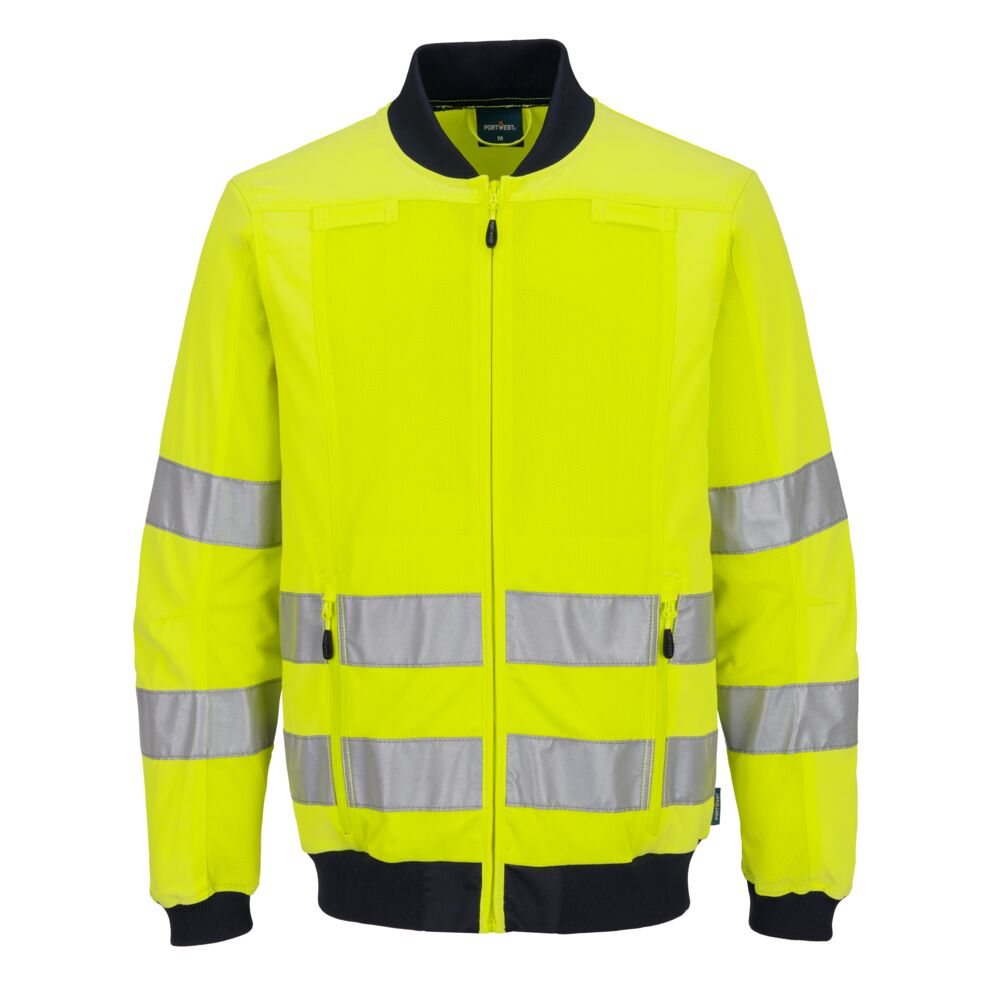 Kurtka robocza Hi-Vis z panelami z siatki — Żółty / Granatowy