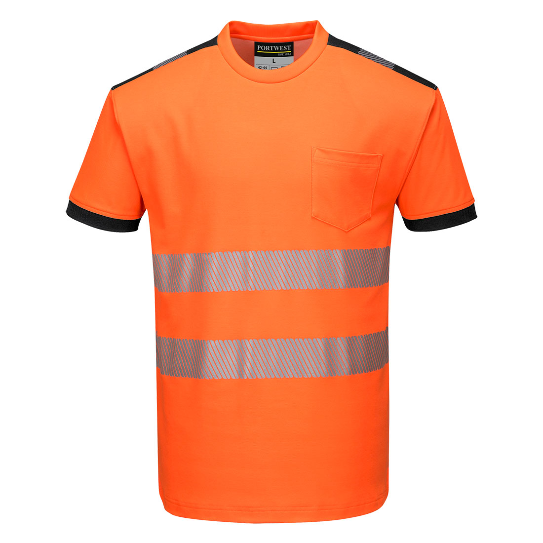 T-Shirt ostrzegawczy PW3 — Pomarańczowy / Czarny