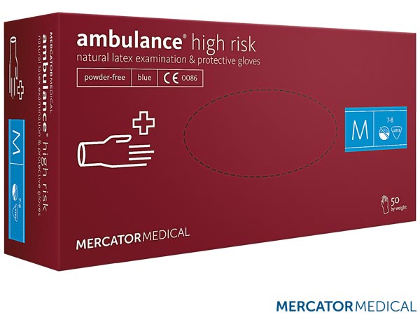 Rękawice lateksowe diagnostyczne - bezpudrowe, ambulance® high risk RMM-AMBULANCE