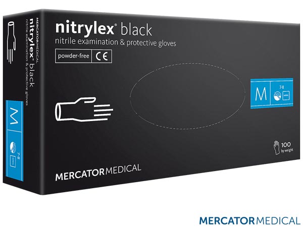 Rękawice nitrylowe w kolorze czarnym - bezpudrowe, nitrylex® black RMM-NITBLACK