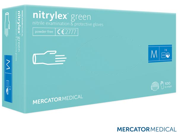 Rękawice nitrylowe w kolorze miętowym - bezpudrowe, nitrylex® green RMM-NITGREEN