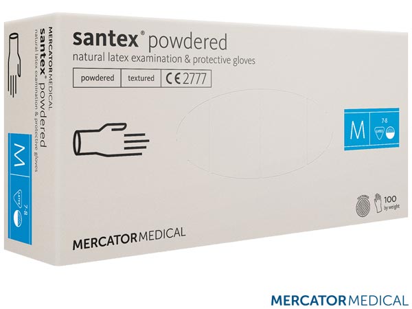 Rękawice lateksowe diagnostyczne, santex® powdered (FINGERTIP TEXTURED) RMM-SANTEXFT