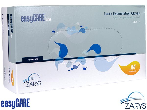 Rękawice lateksowe diagnostyczne - pudrowane, easyCARE RZ-LATEX