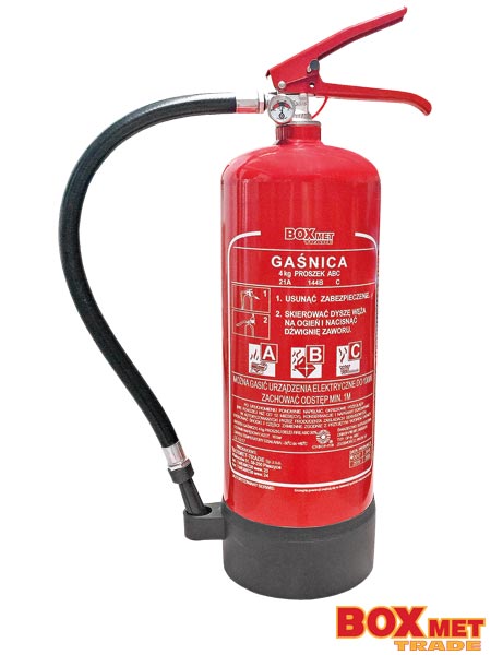 Gaśnica proszkowa 4 kg z podstawą i zaworem aluminiowym BX-GP-4XABC-P