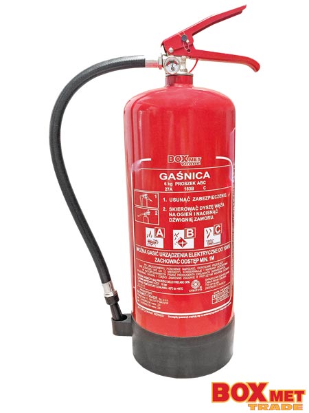 Gaśnica proszkowa 6 kg z podstawą - typ energetyczny BX-GP-6XABC-P-E
