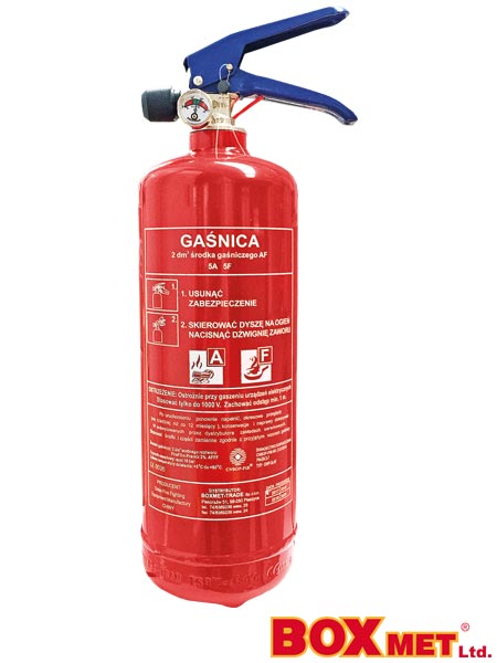 Gaśnica pianowa 2 kg, gastronomiczna BX-GWP-2XAF