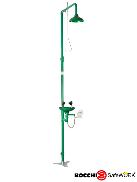 Urządzenie łączone, prysznic i myjka do oczu montowane do podłogi EYEWASH-WBC06