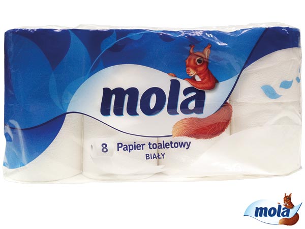 Papier toaletowy 8 rolek biały MOLA-PAP_W