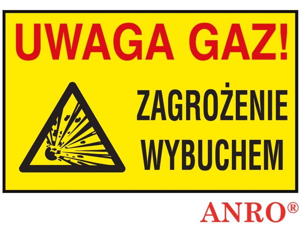 Znak uzupełniający - gaz „Uwaga gaz! Zagrożenie wybuchem” Z-27G