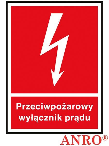 Znak ochrony ppoż.„Przeciwpożarowy wyłącznik prądu” Z-31P