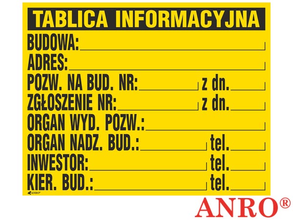 Tablica budowlana „Tablica informacyjna budowy” Z-TB1