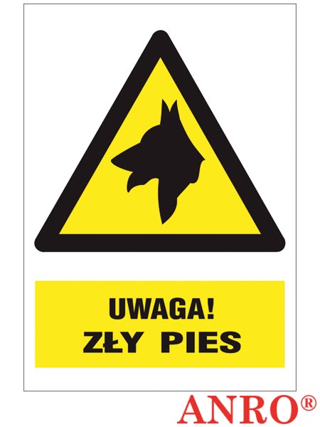 Znak BHP "Uwaga zły pies" ZZ-10O-1
