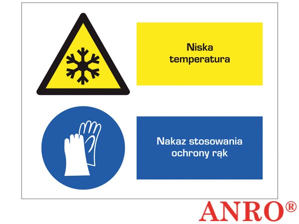 Znak BHP "Niska temperatura/Nakaz stosowania ochrony rąk" ZZ-10OZ
