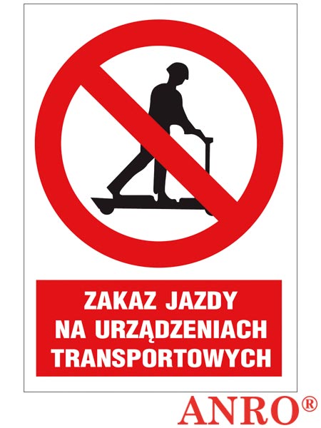Znak BHP "Zakaz jazdy na urządzeniach transportowych" ZZ-10Z-1