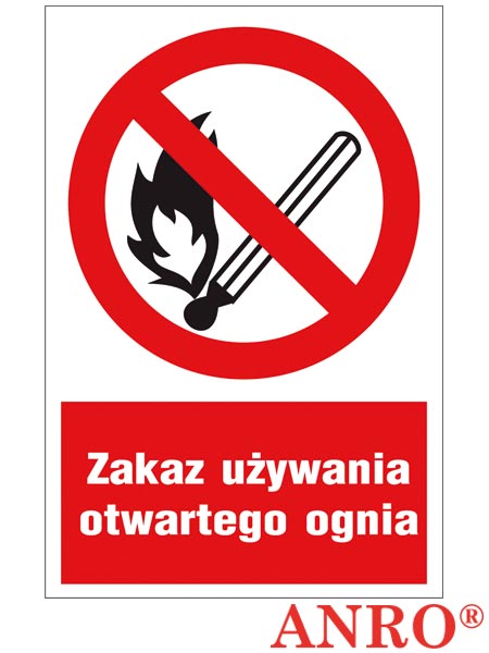 Znak ochrony PPOŻ "Zakaz używania otwartego ognia- Palenie tytoniu zabronione" ZZ-11P-1