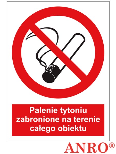Znak ochrony PPOŻ "Palenie tytoniu zabronione na terenie całego obiektu" ZZ-12P-2