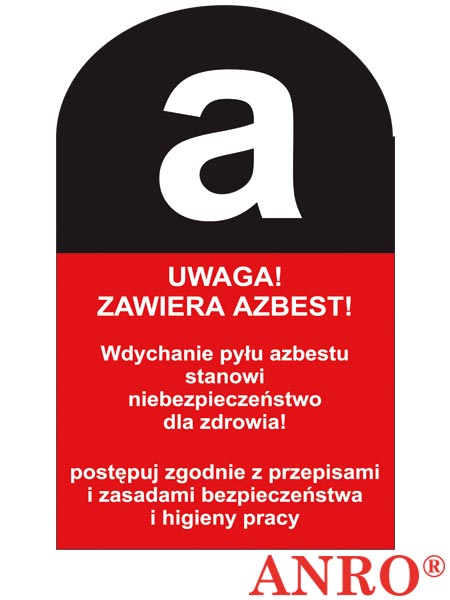 Oznakowanie substancji chemicznych "Uwaga! Zawiera Azbest" ZZ-131CH