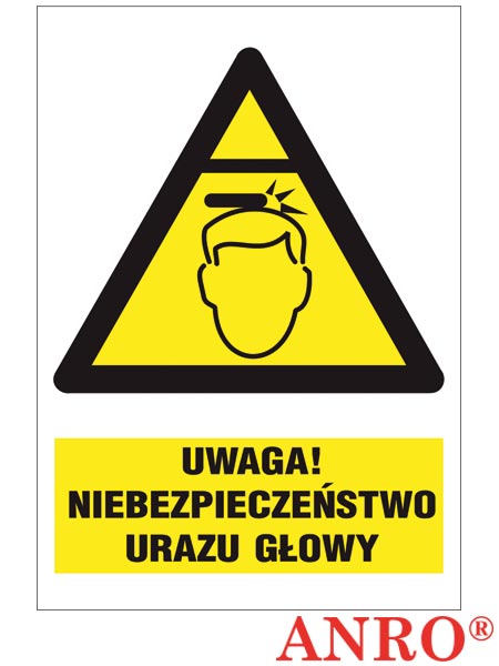 Znak BHP "Uwaga niebezpieczeństwo urazu głowy" ZZ-13O-1