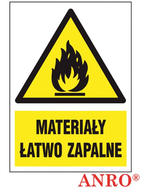 Znak ochrony PPOŻ "Materiały łatwopalne" ZZ-14P-1