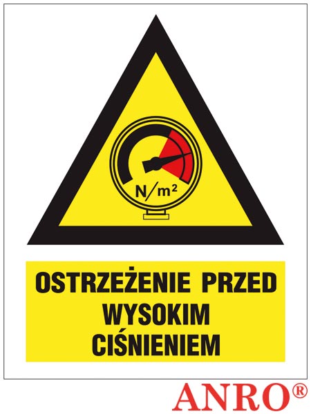 Oznakowanie substancji chemicznych "Ostrzeżenie przed wysokim ciśnieniem" ZZ-16KN