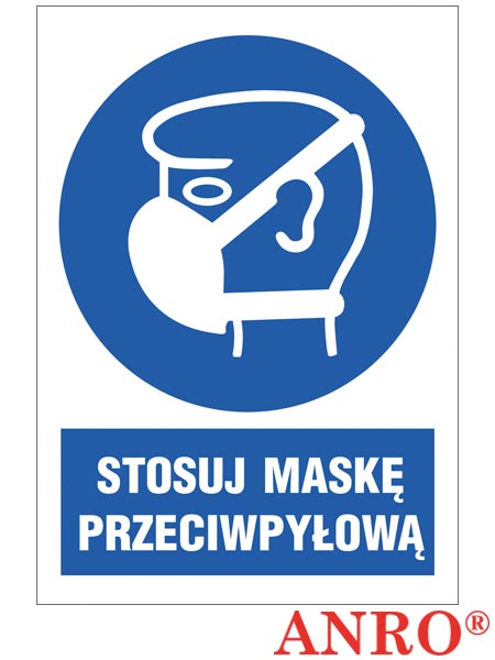 Znak BHP "Stosuj maskę przeciwpyłową" ZZ-19N-1