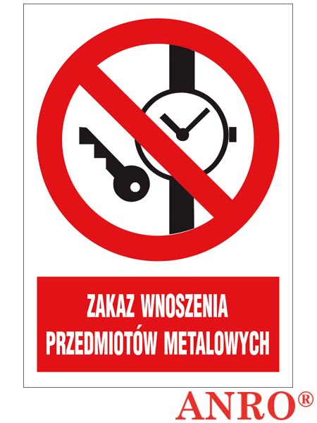 Znak BHP "Zakaz wnoszenia przedmiotów metalowych" ZZ-20Z-1
