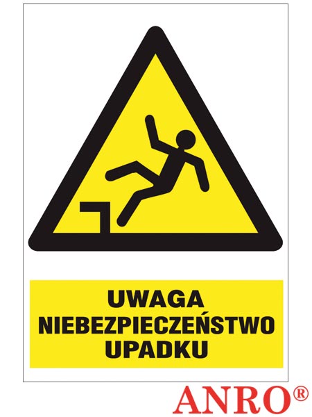 Znak BHP "Uwaga niebezpieczeństwo upadku" ZZ-21O-1